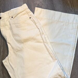 LOFT Beige High-Waist Palazzo Pants